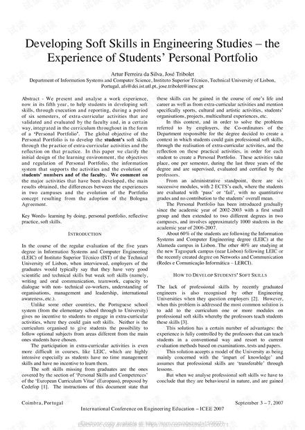 發(fā)展工程研究的軟技能 學生個人作品集的經驗 研究論文資源 csdn文庫